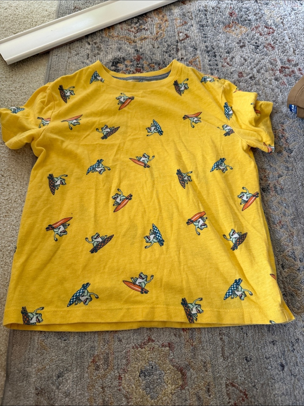 Old Navy Yellow Surfing Dog Graphic Short Sleeve Tee